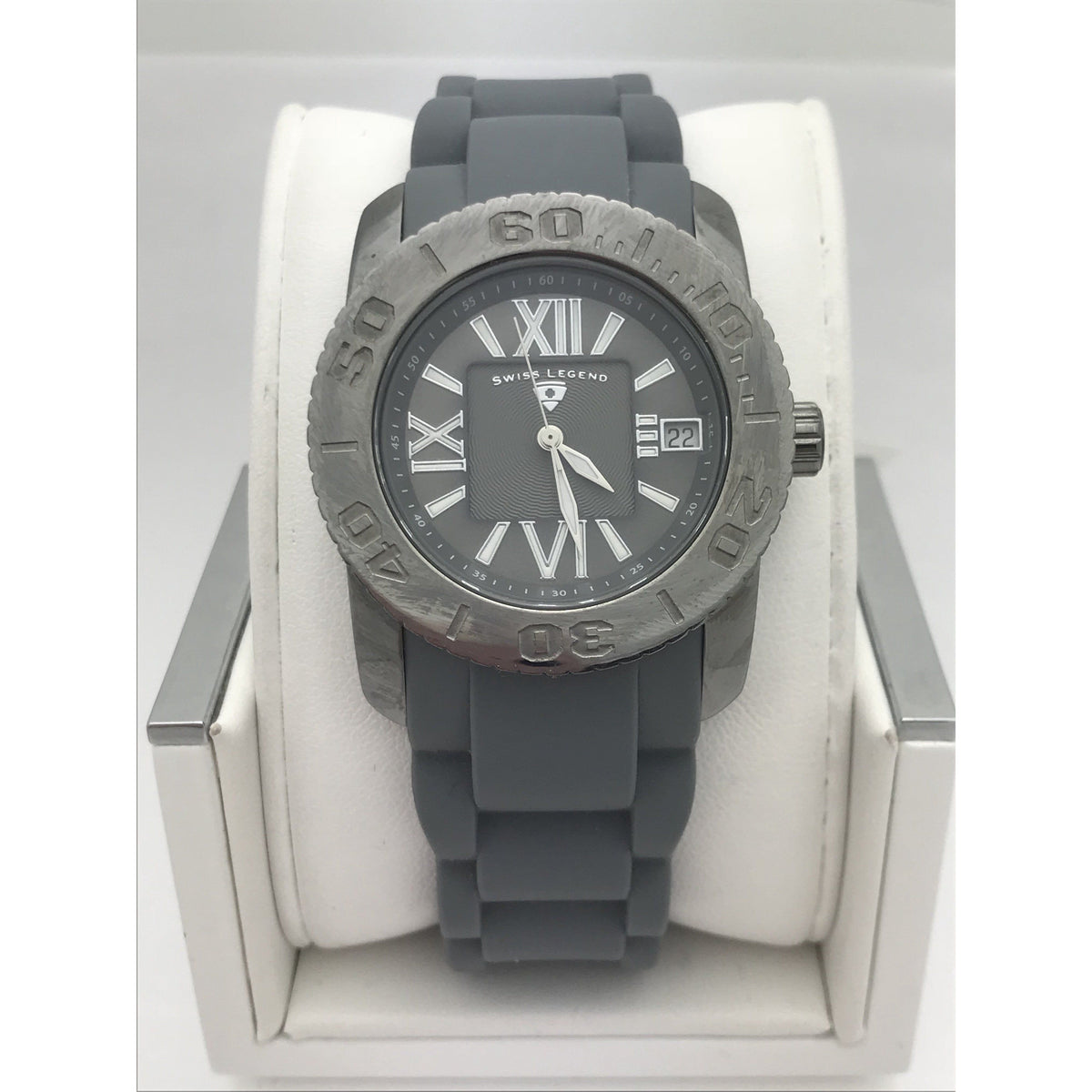 Swiss Legend Unisex Commander Gray Dial Gray Rubber Strap Watch 110011472
