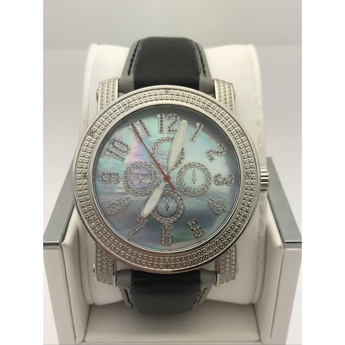 TDiezel Men's Mother of Pearl Dial Black/Gray Leather Band Watch RS-8363M