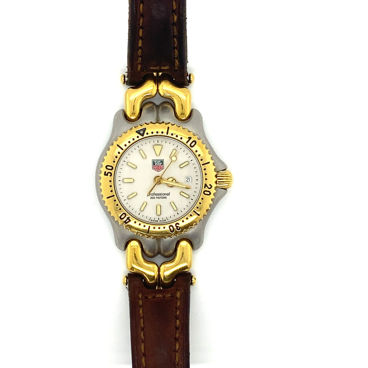 Tag Heuer Ladies White Dial Brown Leather Strap Quartz Watch H56070