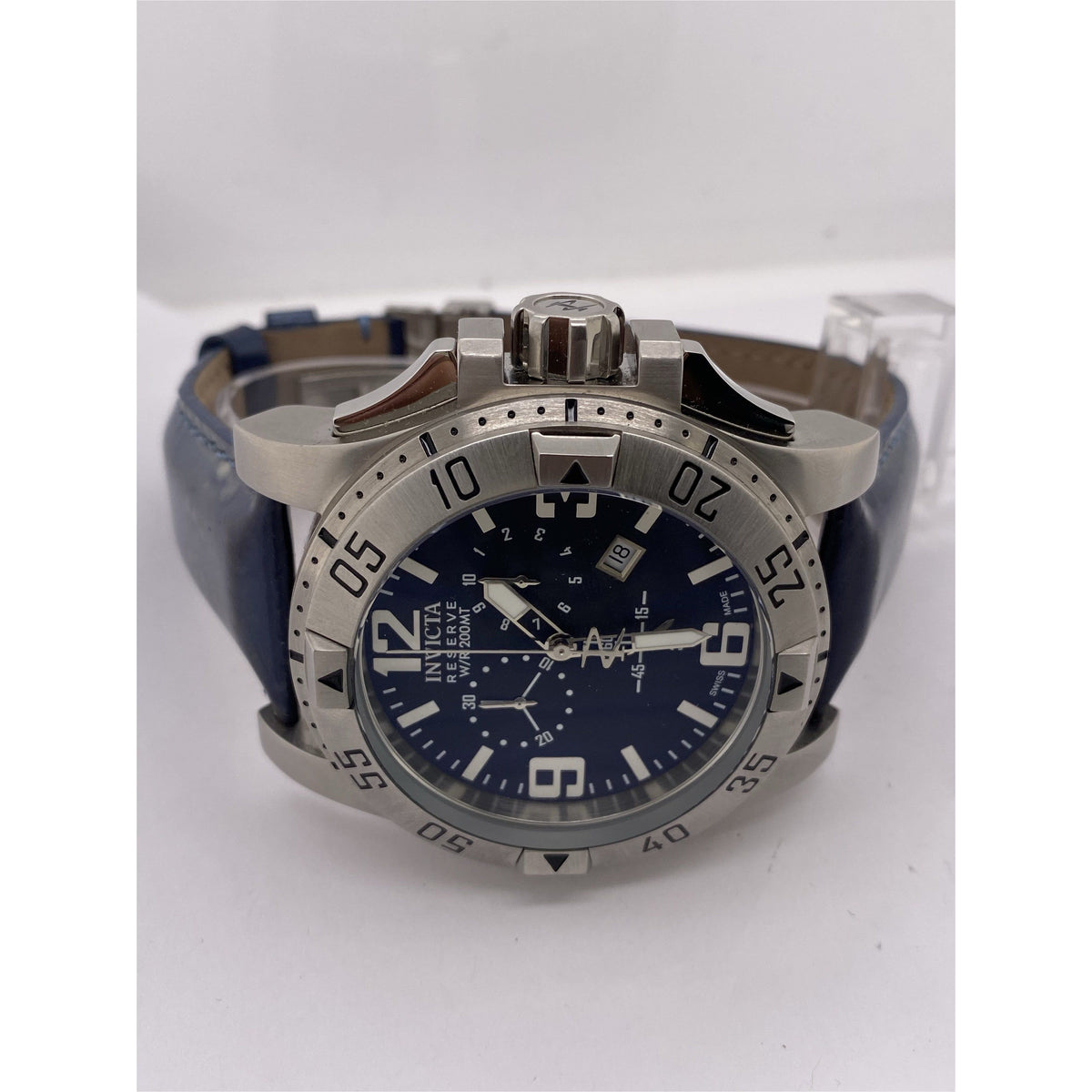 Invicta Reserve Excursion Men's 200M Black Dial Blue Leather Strap Watch 6262