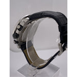 Invicta Men's Black Dial Blue Diamond Bezel 2.00CT. Black Leather Strap Watch 0616