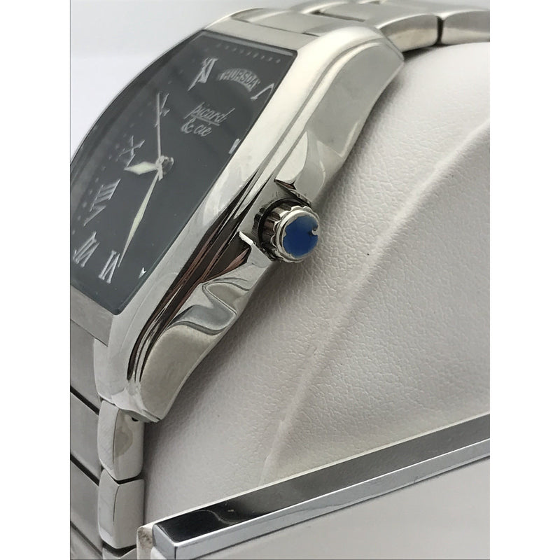 Piccard & Cie Men's Black Dial Stainless Steel Bracelet Watch 250851-603
