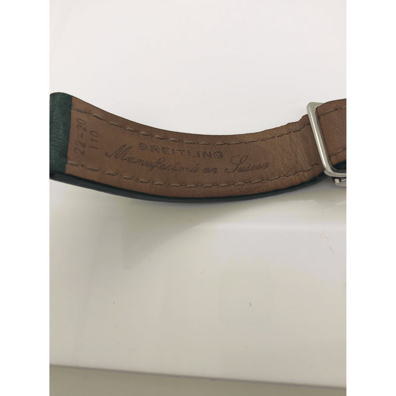Breitling Green Leather Strap Stainless Steel Deployment Clasp 22-20mm 322X