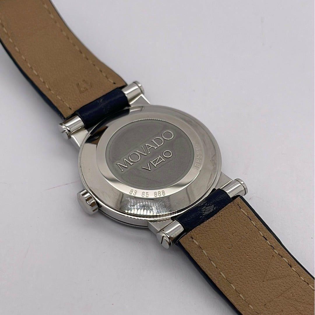 Movado Unisex Blue Dial Blue Leather Strap Quartz Watch 0604265