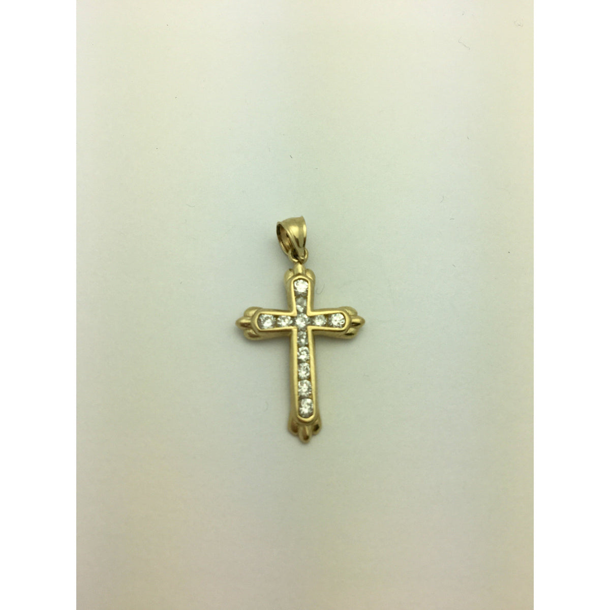 CHARJ039 14K Yellow Gold Cross with Diamonds Charm