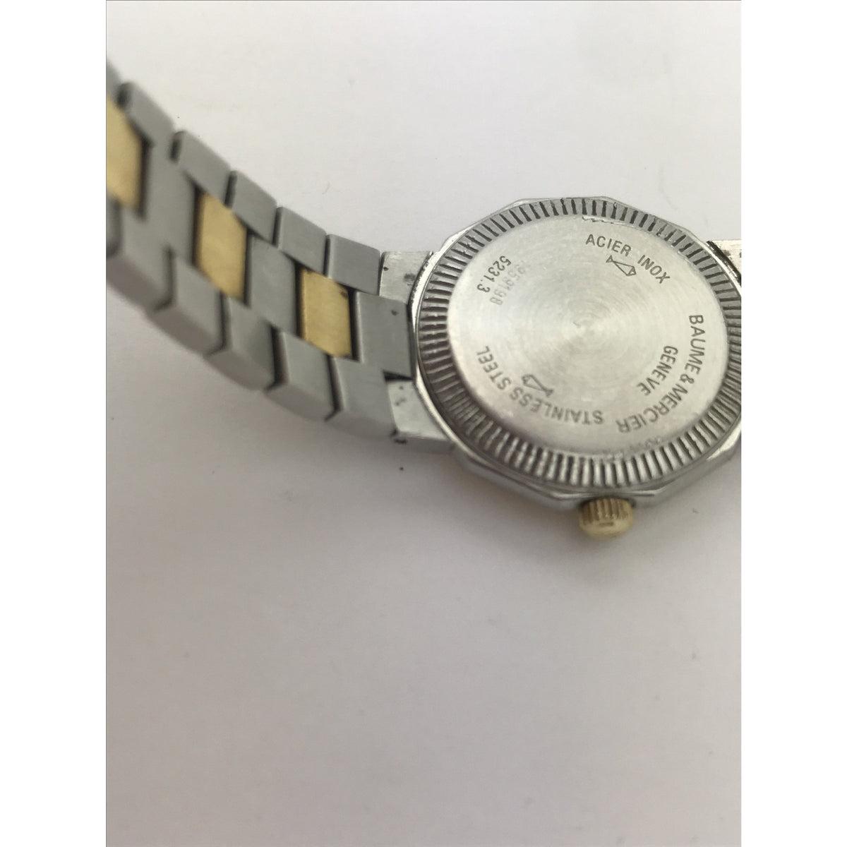 Baume & Mercier Ladies Riviera White Dial Two Tone Stainless Steel Watch 195198