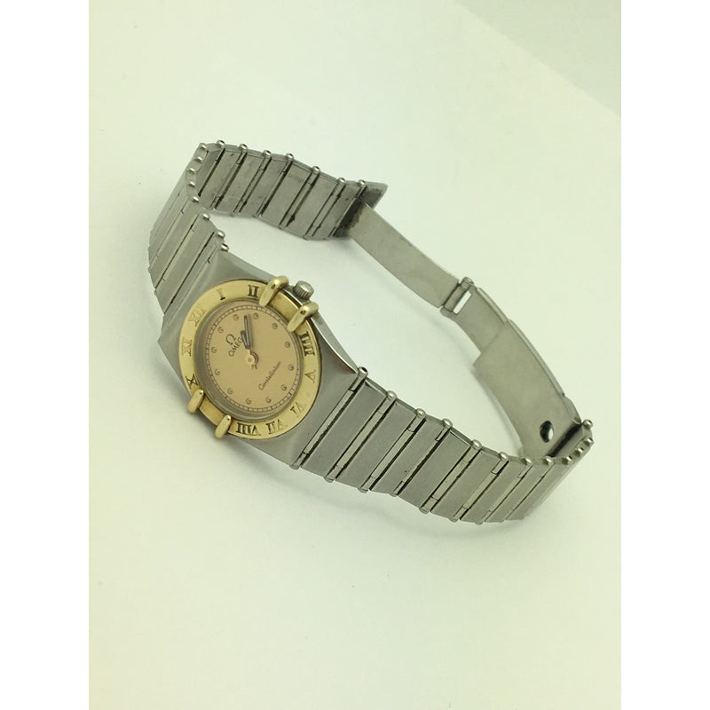 Omega Constellation Ladies 18K Gold & Stainless Steel Quartz Bracelet Watch 1455