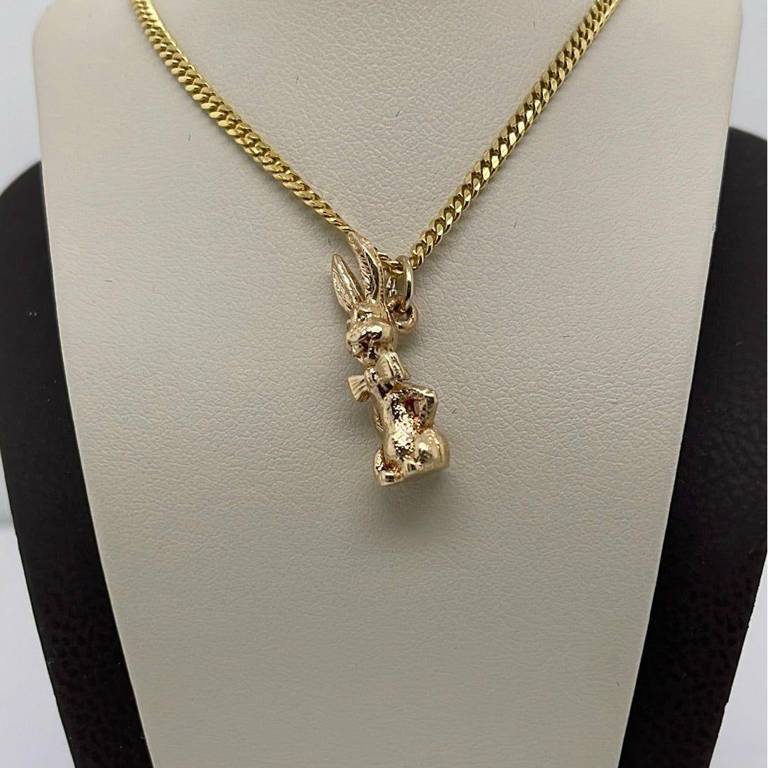 14K Yellow Gold Rabbit Charm Pendant P025