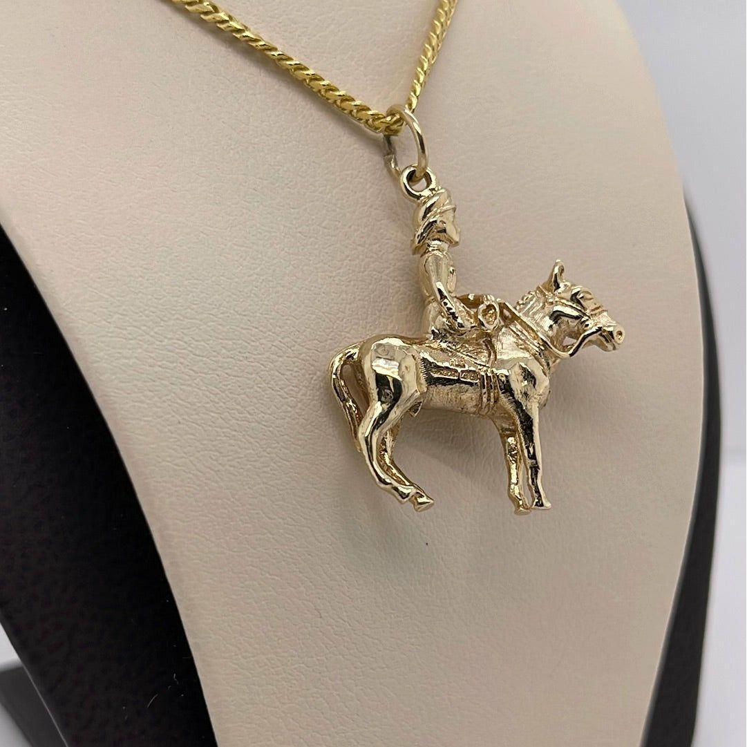 14K Yellow Horse -N-Soldier Charm Pendant P062