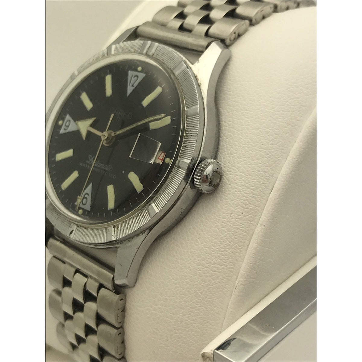 Carfo Men's Datamatic Black Dial Stainless Steel Watch 12735