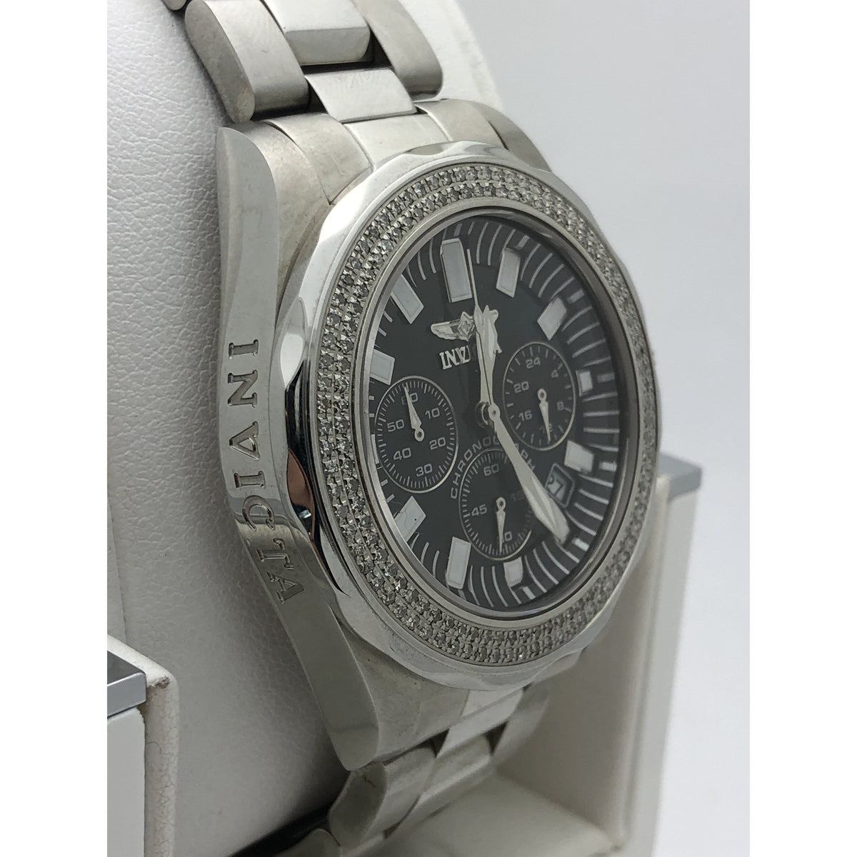 Invicta Men's Black Dial Silver Tone Stainless Steel Bracelet Watch 7050