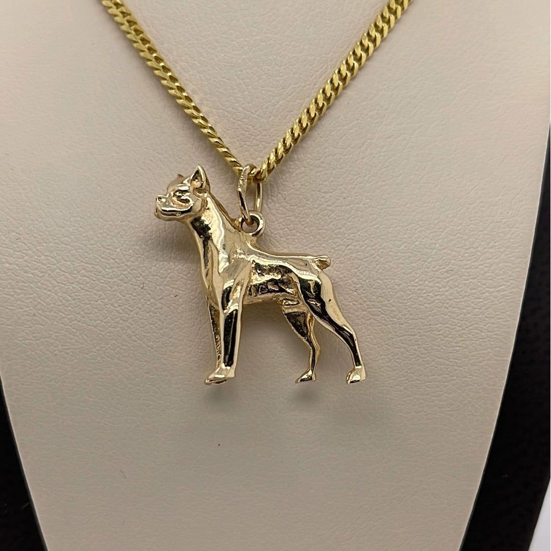 14K Yellow Gold Dog Charm Pendant P065