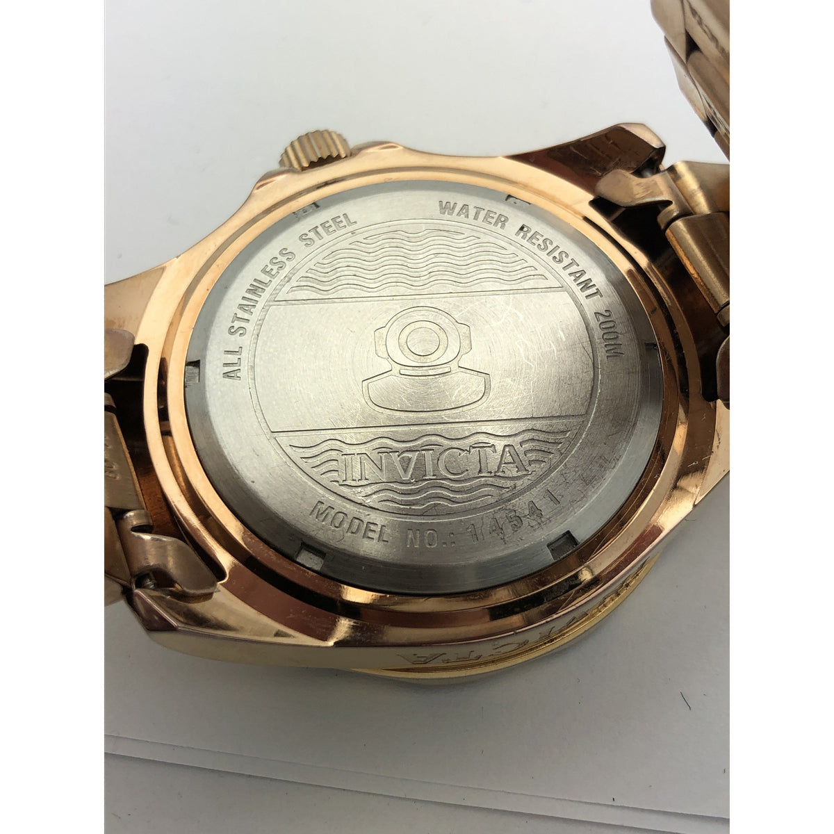 Invicta Men's Black Dial Rose Gold Tone Stainless Steel Bracelet Watch 14541