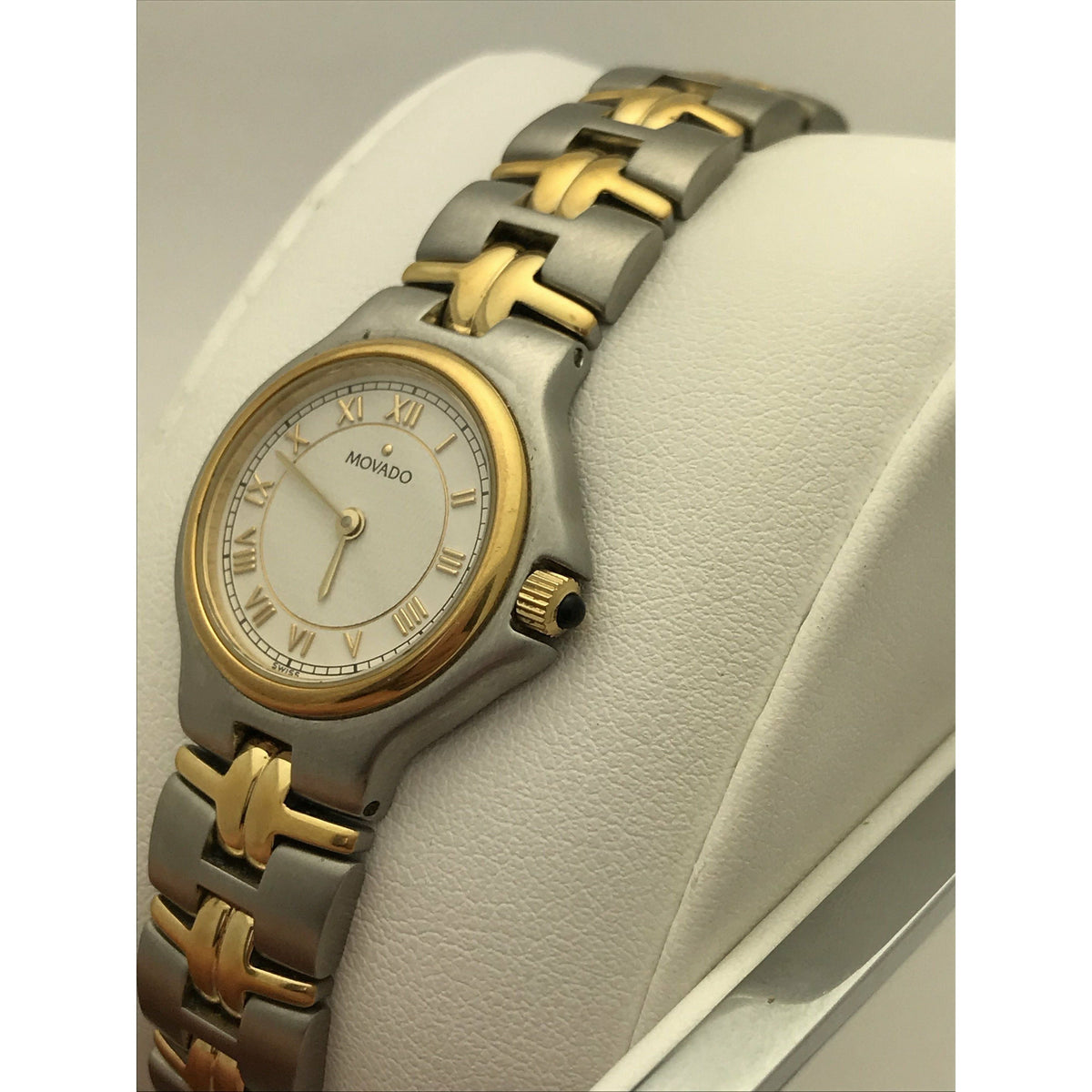 Movado Ladies White Dial Two Tone Stainless Steel Bracelet Watch 0603917