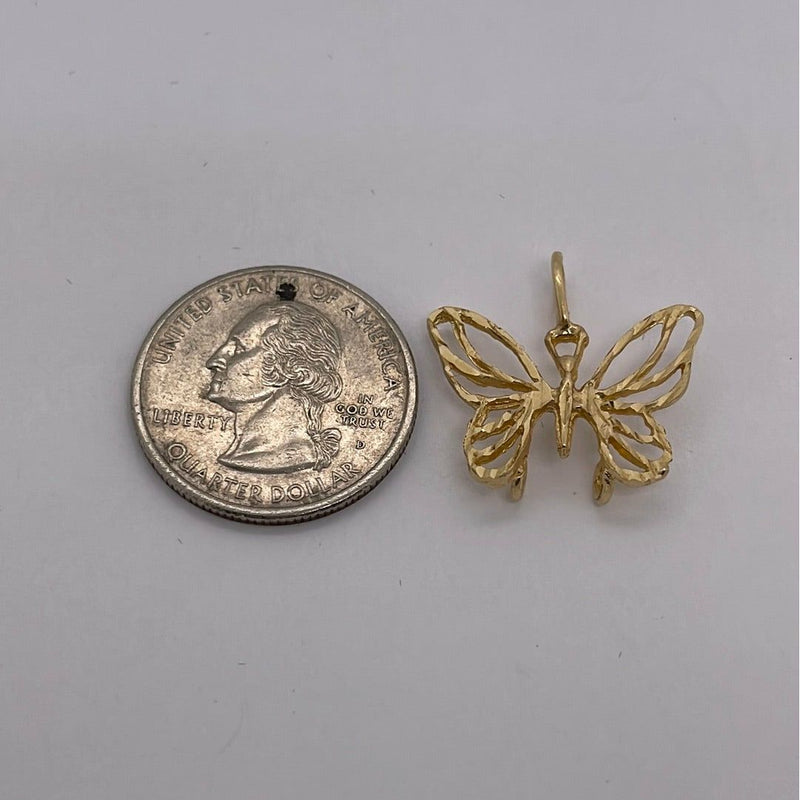 14K Yellow Gold Butterfly Charm Pendant P015