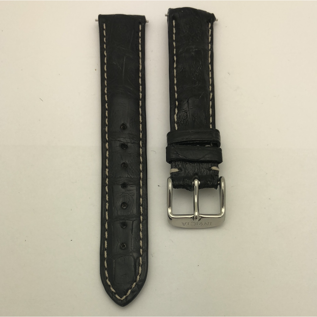 STPBL18MM003 Invicta Black Genuine Crocodile Strap OEM With Stainless Steel Buckle ISD06