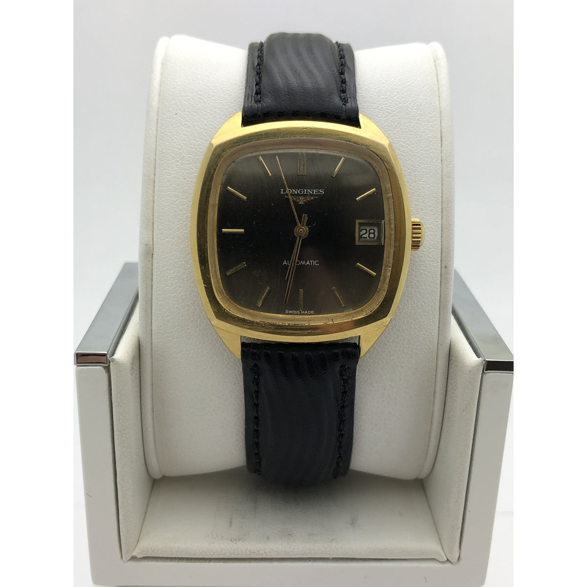 Longines Men's Bronze Dial Black Calfskin Automatic Watch 316384