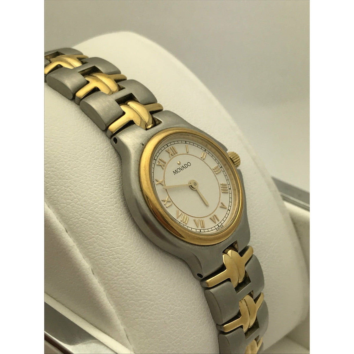 Movado Ladies White Dial Two Tone Stainless Steel Bracelet Watch 0603917