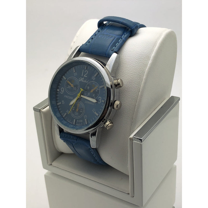 Shshd Ladies Blue Dial Stainless Steel Case Blue Leather Band Watch 4039