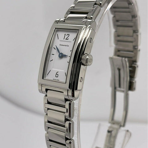 Tiffany & Co. Ladies White Dial Silver Tone Stainless Steel Bracelet W