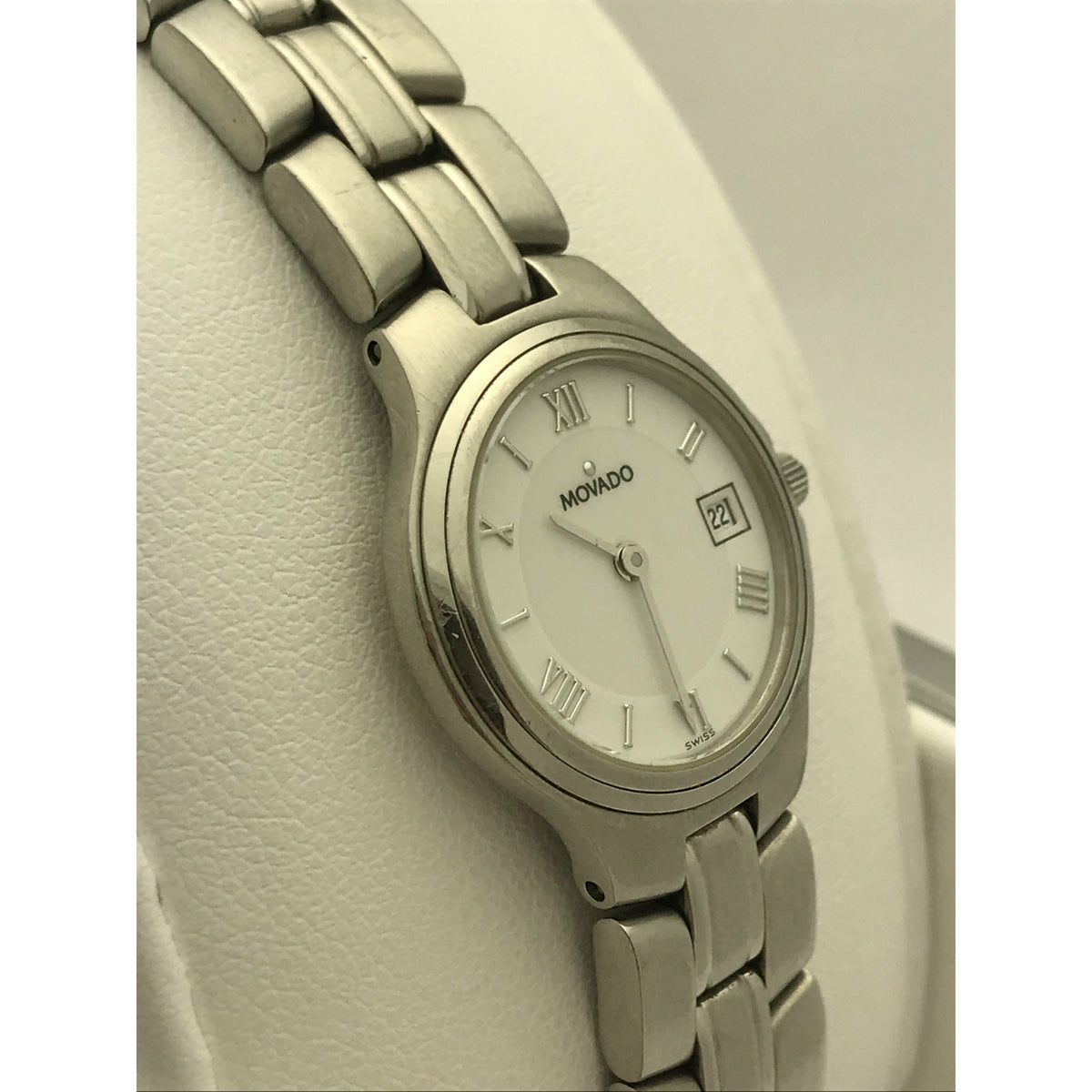Movado Ladies White Dial Stainless Steel Bracelet Watch 0604149