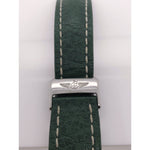 Breitling Green Leather Strap Stainless Steel Deployment Clasp 22-20mm 322X