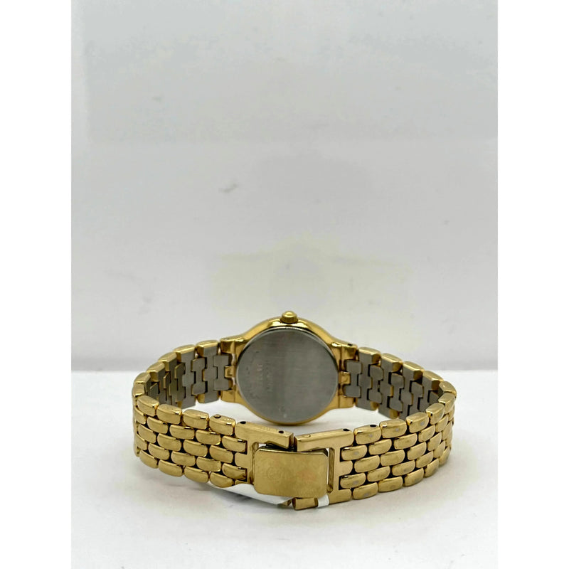 Movado Ladies Black Dial Yellow Gold Tone Bracelet Watch 0600711