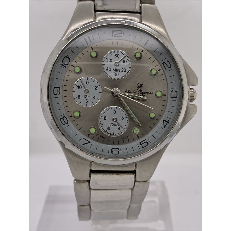 Charles Raymond Men's Silver Dial Stainless Steel Quartz Bracelet Watch