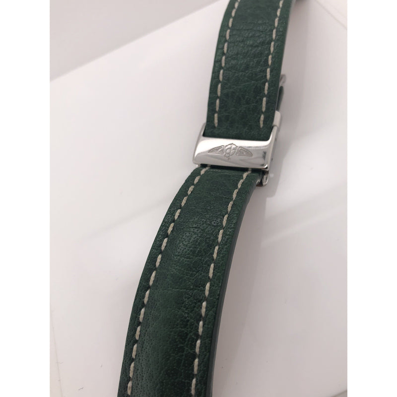 Breitling Green Leather Strap Stainless Steel Deployment Clasp 22-20mm 322X