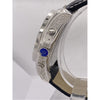 Techno Diezel Men's Diamond Bezel Blue/Silver Dial Black Leather Strap Watch