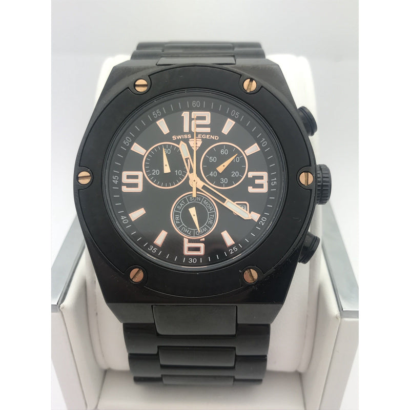 Swiss Legend Men's Black Dial Black Stainless Steel Bracelet Watch 411033330