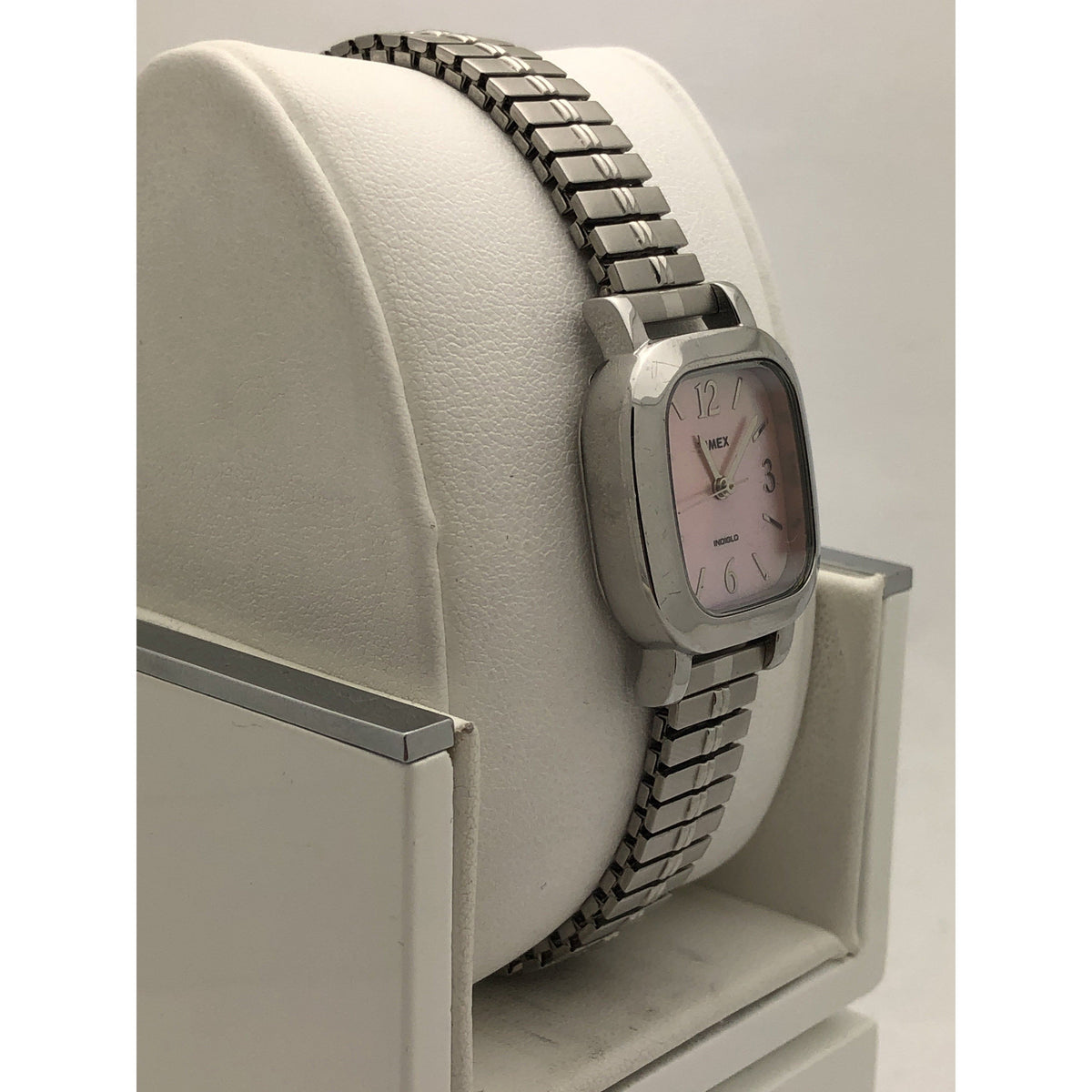 Timex Ladies Pink Dial Silver Tone Stainless Steel Bracelet Watch S5