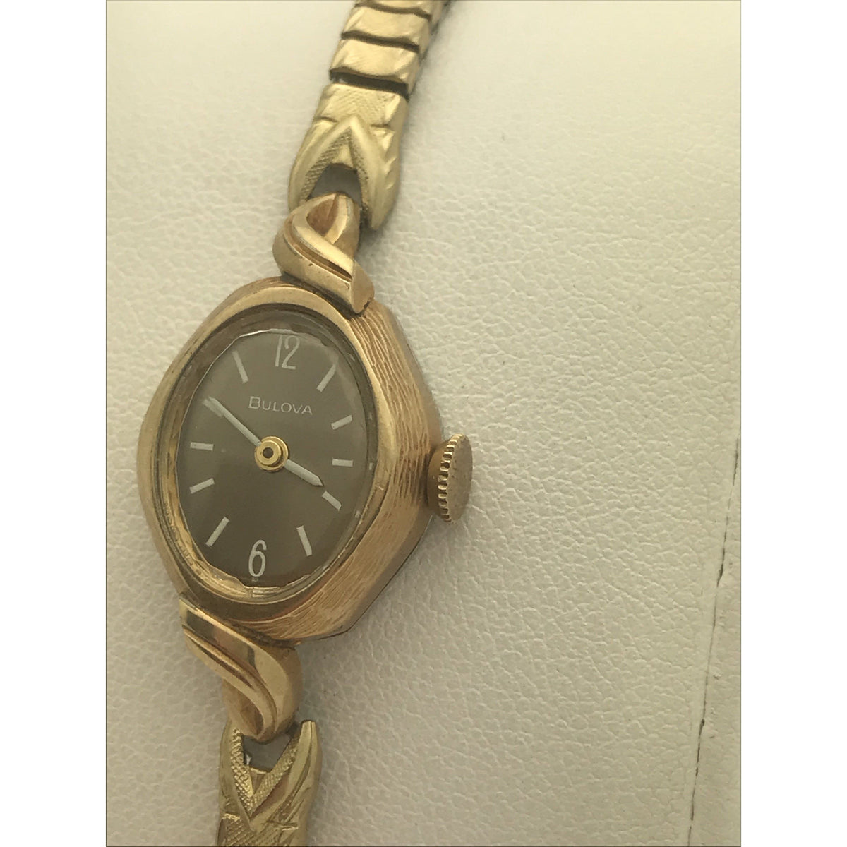 Bulova Ladies 10K RGP Bezel Stainless Steel Back Stretch Band Watch Z444785