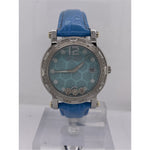 Techno Swiss Ladies Blue Snowflake Dial Blue Leather Strap Quartz Watch TSM-0669