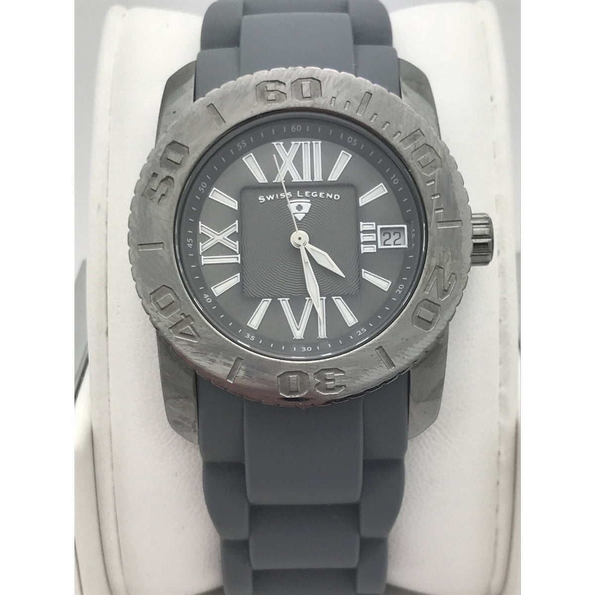 Swiss Legend Unisex Commander Gray Dial Gray Rubber Strap Watch 110011472