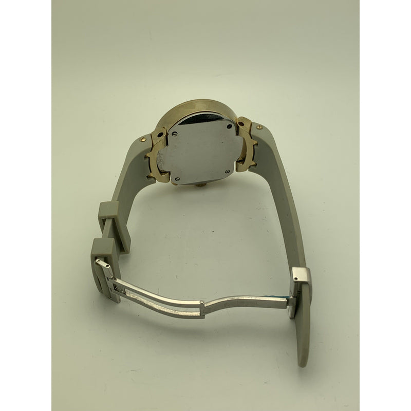Techno Watch Men's Silver Dial Gold Tone Bezel Gray Rubber Strap Watch