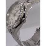 Rolex Men's Oyster Perpetual 36MM Silver Dial Diamond Bezel 2.20CT. Silver Oyster Bracelet Watch