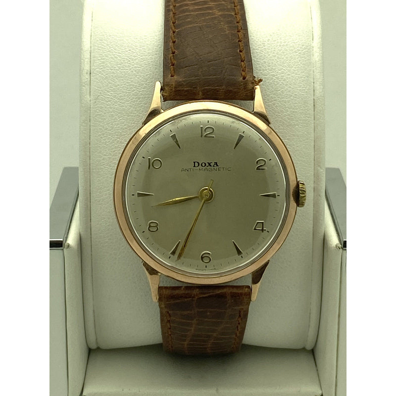Doxa Anti-Magnetic 14K Rose Gold Mechanical Vintage Men's Watch 56982