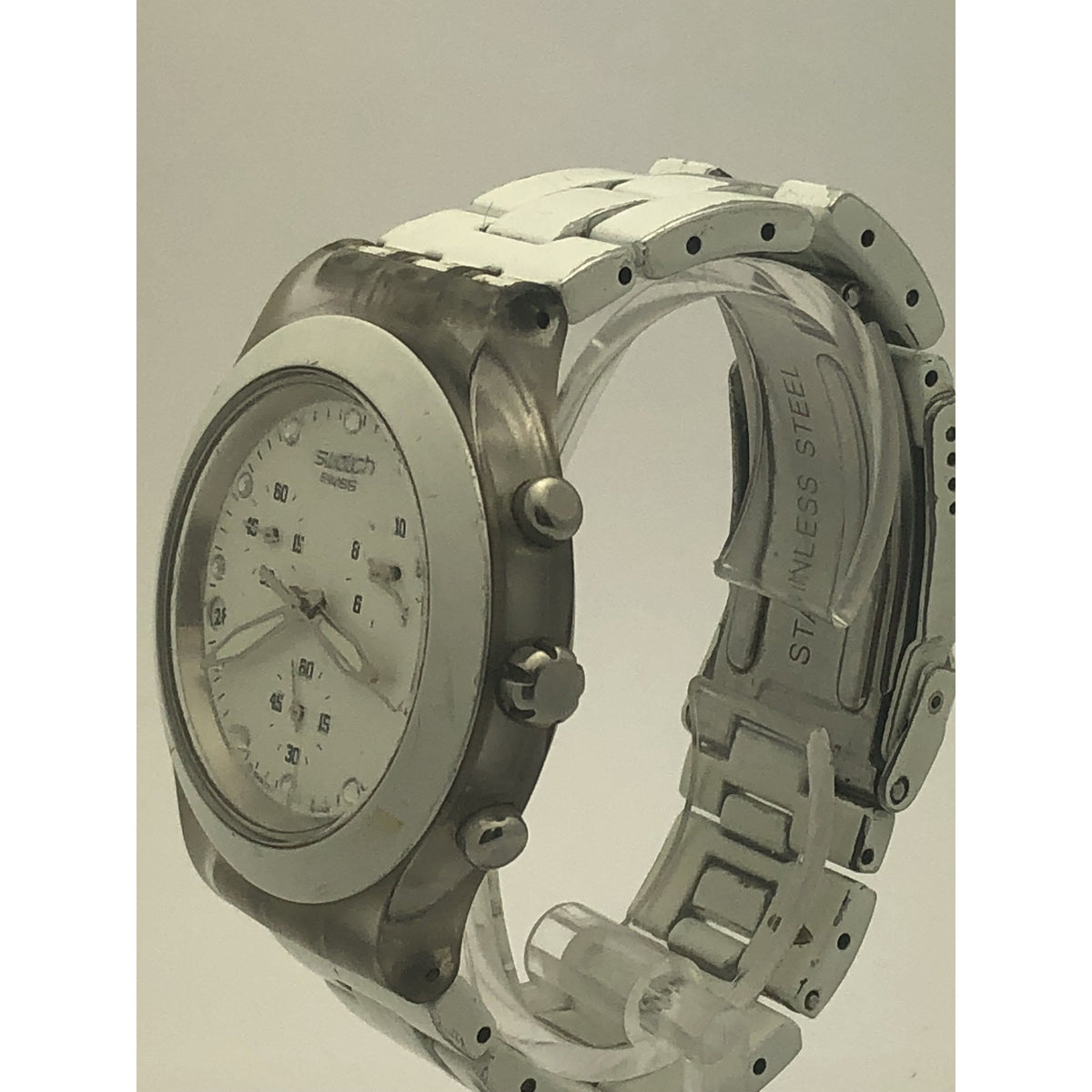 Swatch Swiss Women's White Dial White Band Watch 155V