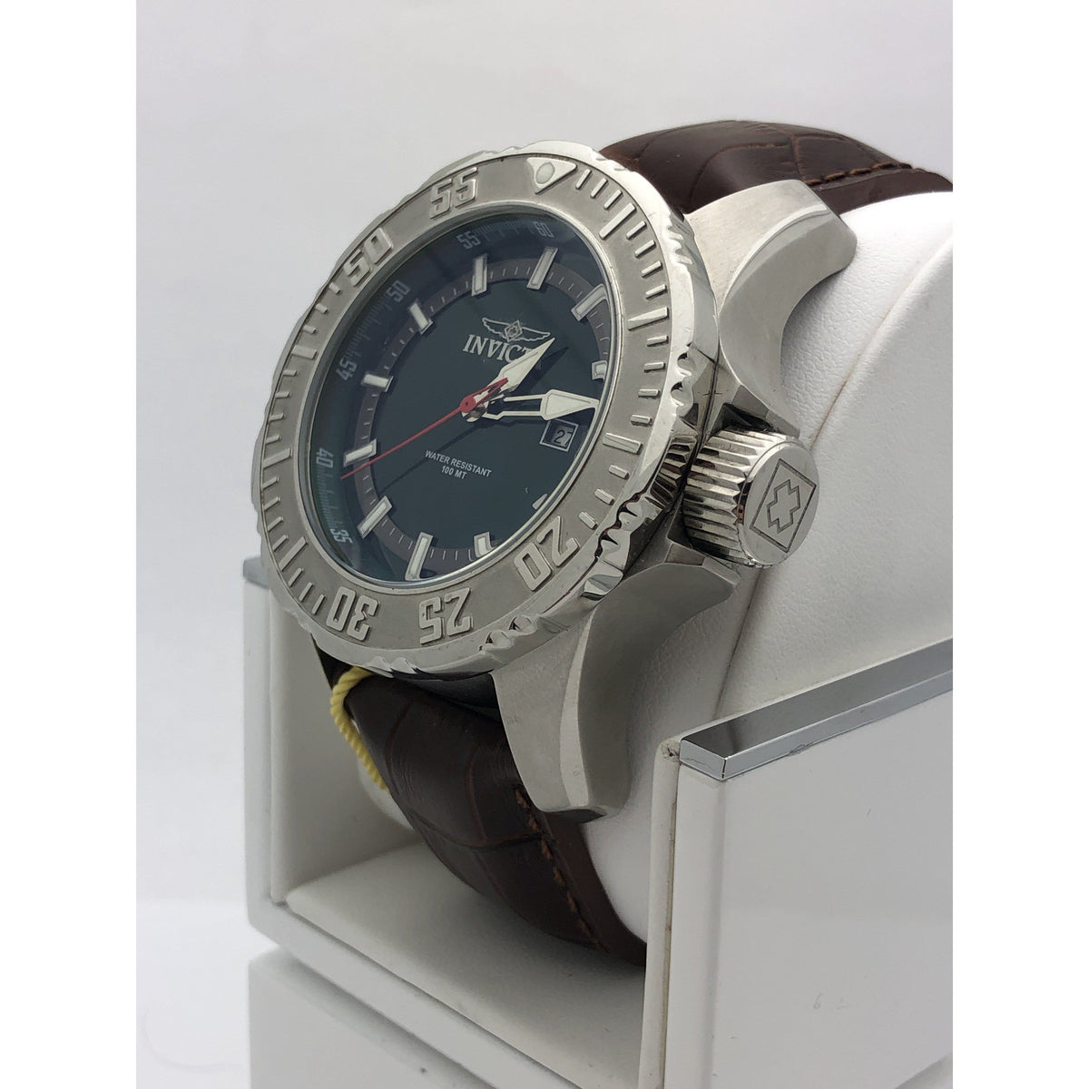 Invicta Men's Green Dial Brown Leather Strap Watch 0505