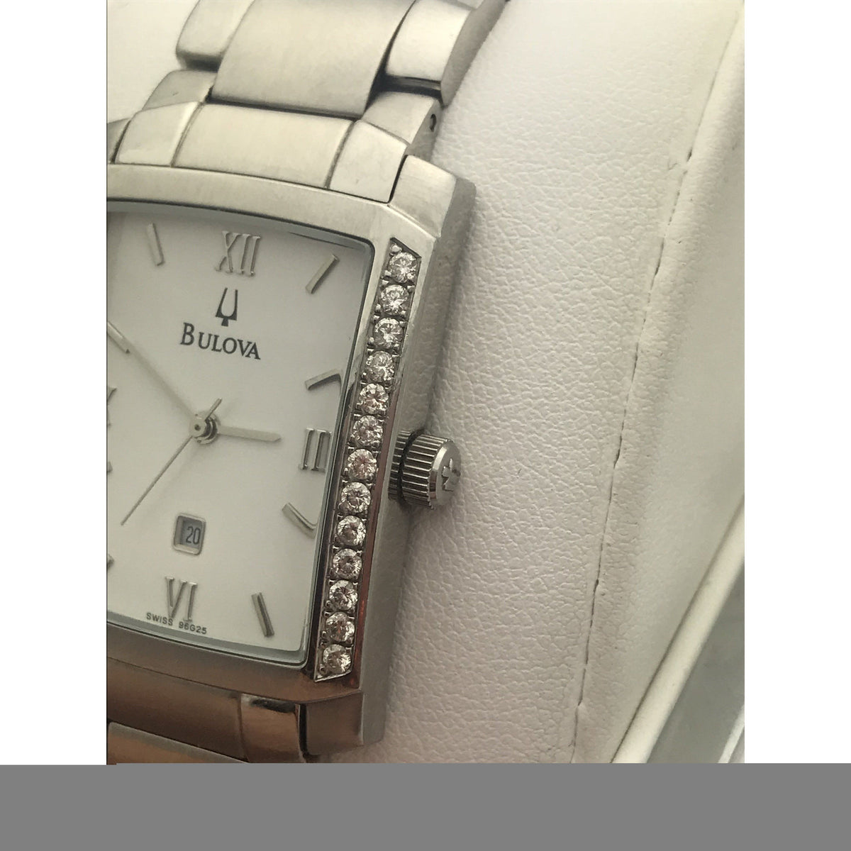Bulova Ladies White Dial Silver Tone Stainless Steel Bracelet Watch 96G25