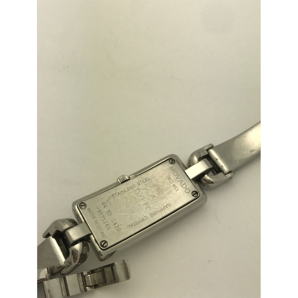 Movado Ladies Rectangle Silver Dial Stainless Steel Bracelet Watch 9575160