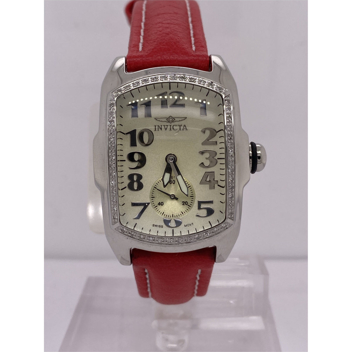 Invicta Ladies Lupah Beige Dial Red Leather Strap Watch 2009