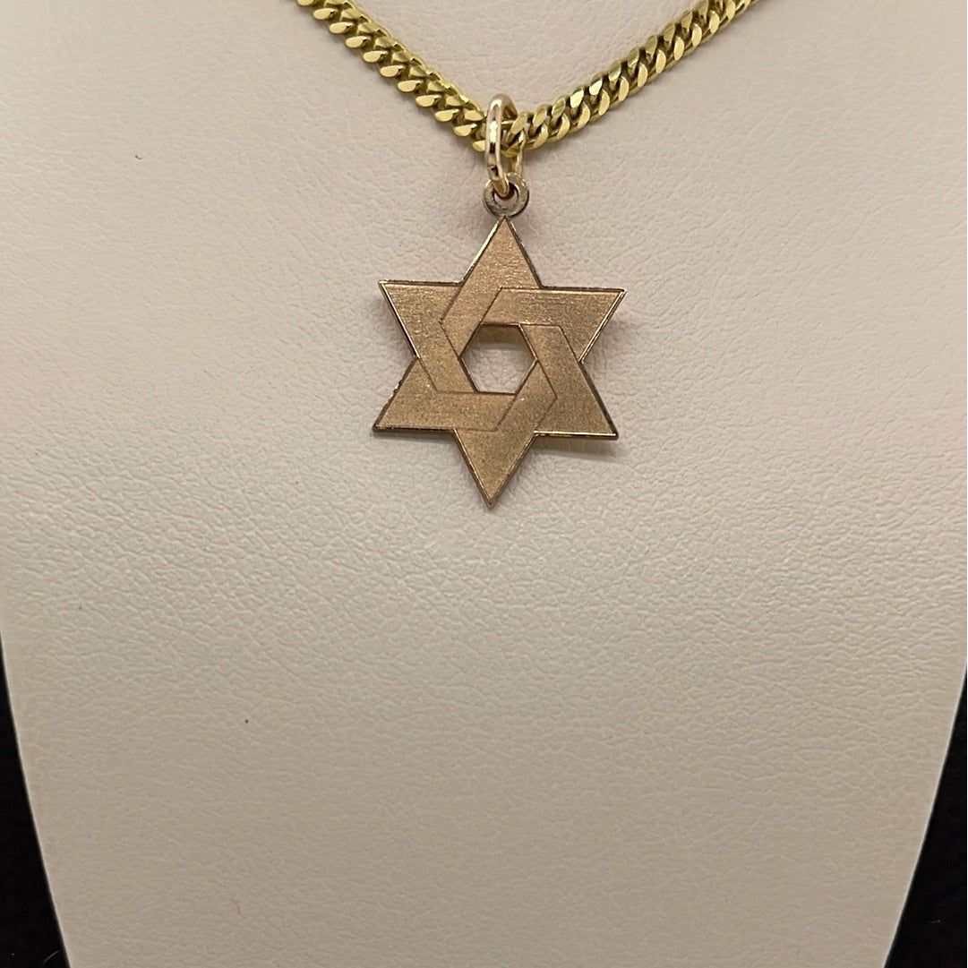 14K Yellow Gold Star of David Charm Pendant P069