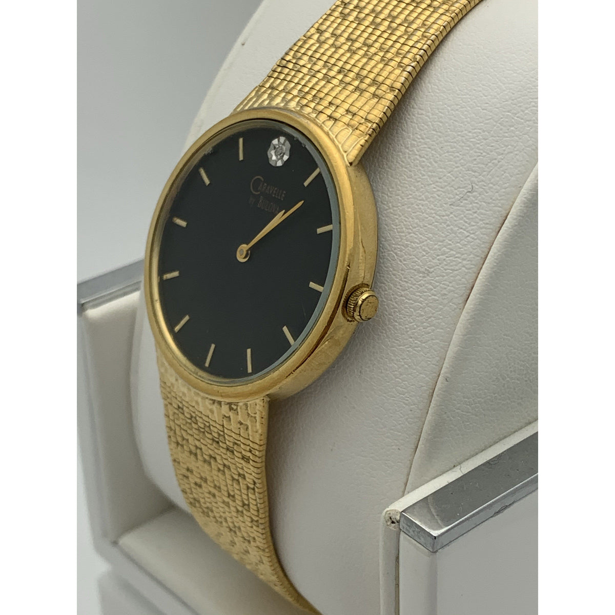 Caravelle by Bulova Unisex Black Dial Gold Tone Stainless Steel Watch 42M21