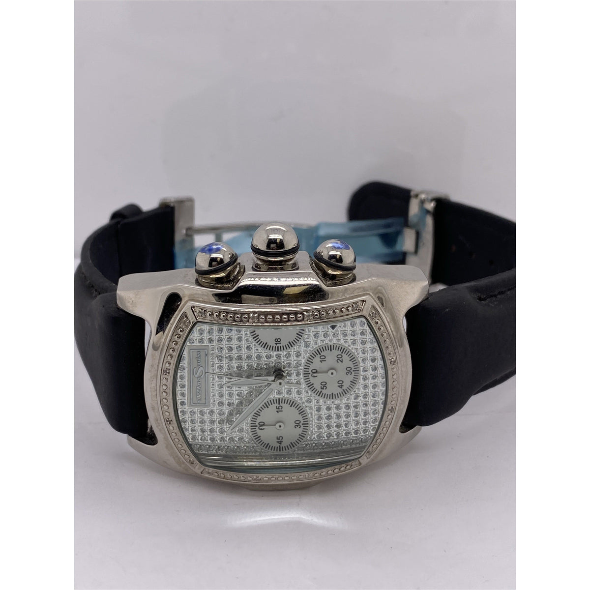 Techno Swiss Men's Rectangle Silver Dial Black Strap Watch G06TS11767