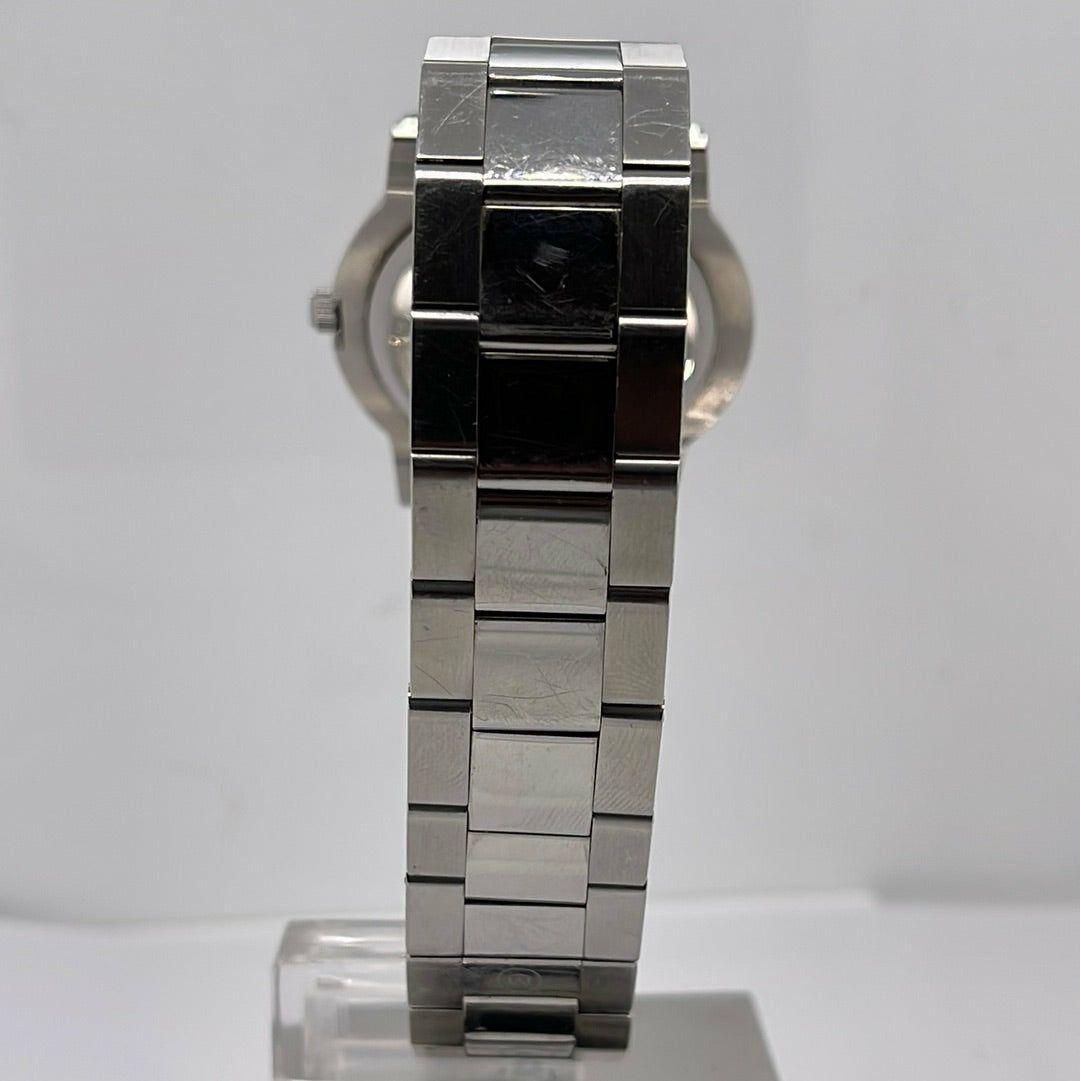 Movado Junior Support Men's Black Dial Silver Stainless Steel Bracelet Quartz Watch 84E41893