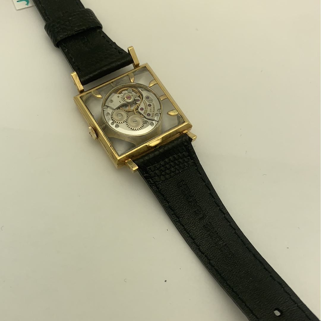 Juvenia Swiss Mystery Dial Mechanical Black Leather Strap Watch 765