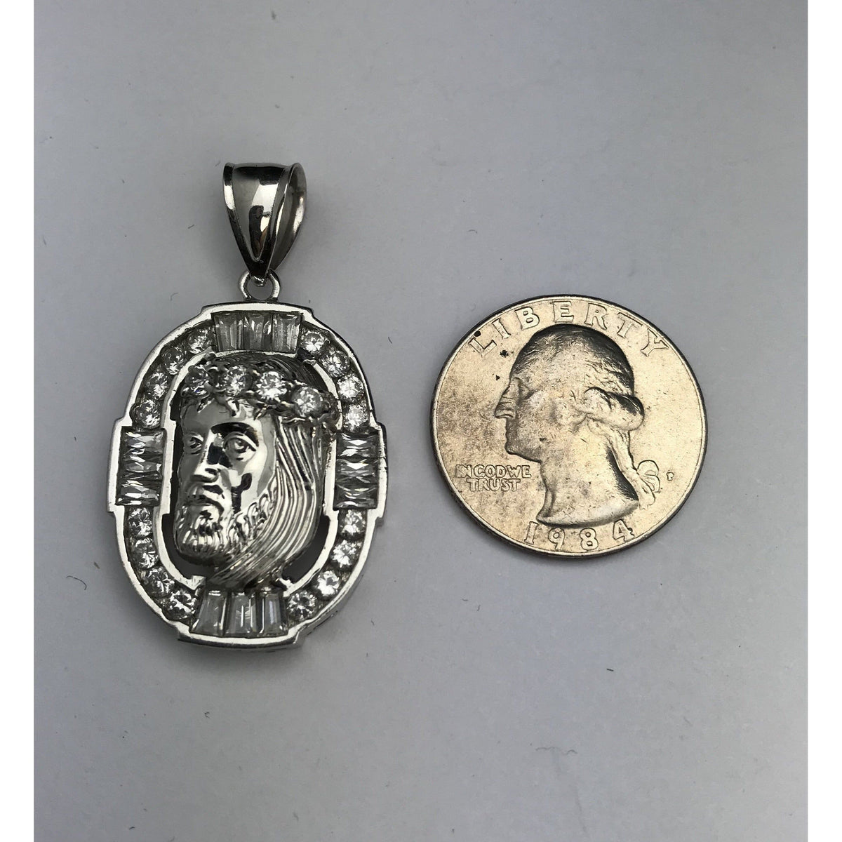 14K White Gold Jesus Pendant CHAR018