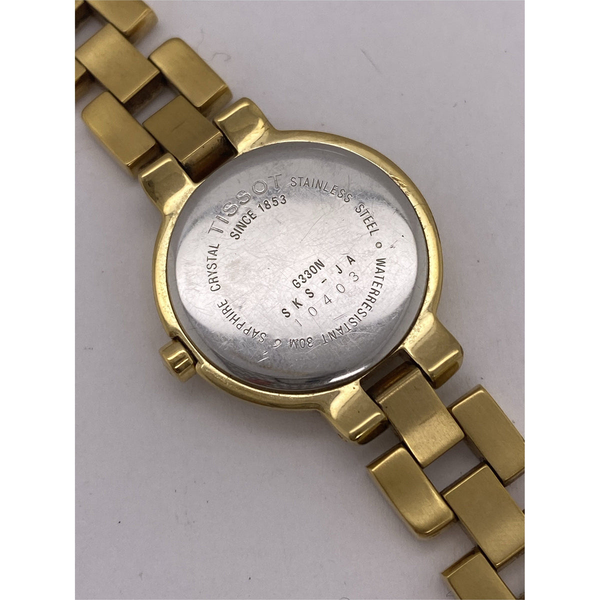 Tissot Ladies Mother of Pearl Dial Yellow Gold Tone Stainless Steel Bracelet Watch 10403